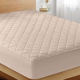 Jaipur Linen 100% Waterproof Elastic Fitted Quilted Mattress Protector/Cover 72"x72" | Breathable Ultra Soft Fitted Bed Protector/Cover- Double,Beige-image-6