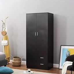 CASPIAN Engineered Wood Double Door Wooden Wardrobe (Coffee Brown) | Pre-Assembled Furniture with Mirror | Almirah for Bedroom Clothes Storage Organizer with 5 Shelves & 2 Drawers-12