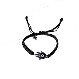FATIMA'S HAND BRACELET ON BLACK THREAD WITH 1 EVIL EYE & 27 WHITE DIAMONDS.-image-65