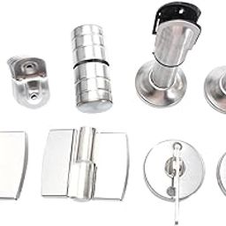 Ubervia 1 Set Toilet partition Restroom Corner Codes Public Restroom Partition Support Restroom Support kit Restroom Partition Tools Stainless Steel Hinge Folding Door-image-89