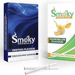 Smoky Herbals Pack of 2 Flavours 100% Tobacco & Nicotine Free Cigarette (MUSKMELON - MENTHOL) - 10Sticks x 2-image-89