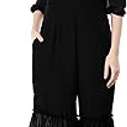 Black Lace Cold Shoulder Sleeves Designer Indo Western Fusion Sharara Jumpsuit for Women (VM197)-image-1