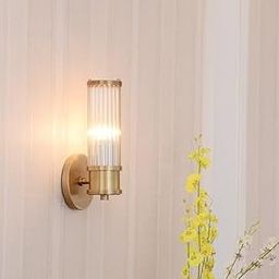 Glowave™ Gold Crystal Glass Cylindrical Shade Wall Lamp Lighting Sconce Fixture for Living Room Bedroom Bedside - Warm White (Bulb Included) (Up - 1 Glass)-image-53