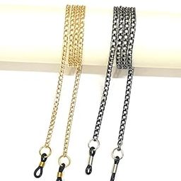 Gold & Black Lightweight Small Link Spectacle Chain | For Unisex Chain Lanyard String | Easily Worn Around Your Neck Glasses, Sunglasses (Combo 2)-10