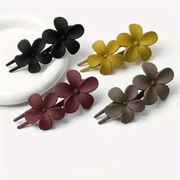 4-Flat Hair Claw Clips, Lay Down Flat Hair Clips for Women Girls, Beach Party Strong Hold Claw Clips, Matte Flower Hair Clips for Thick Thin Curly Straight Hair Accessories-image-1