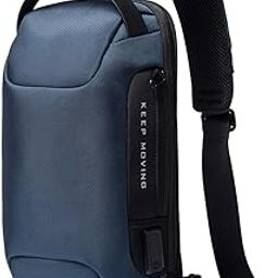 Unisex Multifunctional Anti-thief Polyester Sling Bag with USB Charging (Blue)-image-73