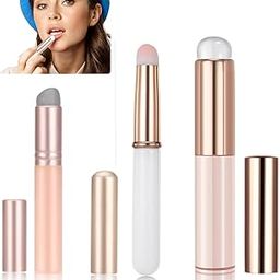 MAYCREATE® Silicone Lipstick Brush, 3Pcs Reusable Lip Brush Applicator Silicone, Multi-Use Beauty Makeup Tool for Lipstick Gloss Balm Mask Concealer Eyeshadow-image-2