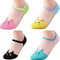 Women's Cute Cat Ankle High Cotton Soft Socks with Transparent Crystal Lace (Assorted Colour, Free Size)-image-70