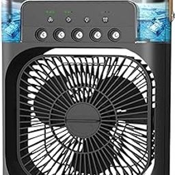 Gagandeep Portable Mini Air Cooler Fan with Humidifier USB Powered LED Controls 3 Wind Speeds and 3 Spray Modes for Office Home Travel mini air (black)-image-112