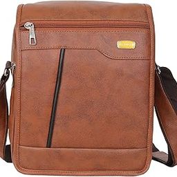 Stylish PU Leather Sling Cross Body Travel Office Business Messenger One Side Shoulder Bag for Men Women Tan-image-47
