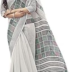 Women's Printed Cotton Saree with Unstitched Blouse Piece-picture-34