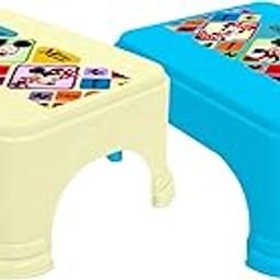 Homestic Disney Mickey Minnie Print Square Plastic Bathroom Stool, Adults Simple Style Stool Anti-Slip with Strong Bearing Stool for Home, Office, Kindergarten (Set of 2,-image-21