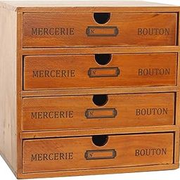 SECRET DESIRE™ Wooden Chest Drawers Storage Organizer Desktop Box Cabinet Wood 4 Drawers-image-6