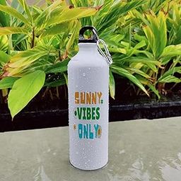 PALESAA Designer Sunny Vibes Only Printed Aluminium Sipper Bottle With Hook Ideal for all Age Groups (750, Round, 1, 750ml Sipper)-image-82