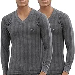 dollar Ultra Mens Thermal V Neck Full Sleeve Top Charcoal Melange-picture-47