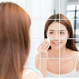 Walldaddy Square Preciser 3D Acrylic Home Decorative Art Mirror Wall Stickers Silver (Pack Of 16Pcs, Unframed) - Plastic-21