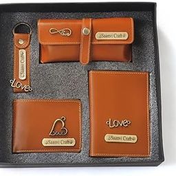 Tanvi Crafts Your Name Customized Leather Unisex Passport Holder, Sunglasses Cover and Men's Wallet with Key Chain, Gifts, Personalized Gifts, Personalized Accessories (Orange) Customized Mens Gift-image-31