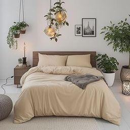 Houseri Khaki Comforter Set Queen Light Brown Bedding Comforter Sets Full Solid Color Light Khaki Bed Quilt Queen Size-picture-31