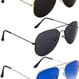 Combo Pack of 5 Aviator Unisex Sunglasses With Pouch (Multi-color | Free Size | UV Protection)-image-8