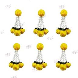 S2S Rajnigandha Lilly Tassel Hangings for Wedding Decoration,Temple Decoration,Stage Decoration,Diwali Haldi/Menhdi I Tassel with Marigold | Easy Simple Backdrop (Pack of 6 Pcs) (Yellow Flowers)-picture-14
