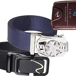Men’s Formal/Causal Automatic Push Lock Nylon Woven Belt Combo Set of 2for Men RA103-image-93
