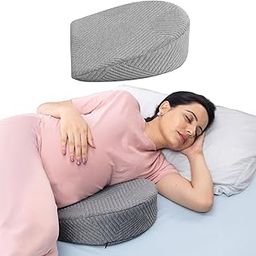 Frido Maternity Wedge Pillow | Memory Foam Pregnancy & Postpartum Support for Side Sleeping | Multi-Use Belly, Back, Leg Support for Pressure Relief | Cooling Melange Fabric Cover (Grey)-11