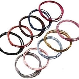 Brigand Solid Color Thin Simple Hair Ties Accessories Ponytail Holders Elastic Hair Ropes for Girl's and Women's (Multicolor) (Pack Of 10)-image-18