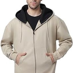 Long Sleeves Oversized Hooded Neck Zipper Baggy Hoodie Drop Shoulder Jacket for Men's-image-14