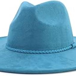Big Wide Brim Fedora Hats for Women Men Western Suede Hat Large Felt Panama Hat Rancher Hat-image-1