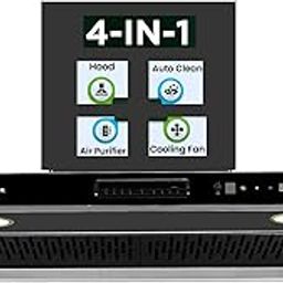 Faber 4in1 1325 m³/hr Filterless Autoclean 90cm Chimney|Air Purifier+Fan|Touch & Gesture Control|T-Shape|12Yr on Motor, 5Yr Comprehensive Warranty by Faber|HOOD AEROSTATION ELITE FL HC TC BK 90,Black-picture-16