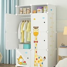 Mevigo 12 Door Plastic Soft Sheet Wardrobe for Kids, Baby Almirah for Clothes, Baby Storage Organizer, Cupboard for Clothes, Kids Wardrobe for Clothes/Toys/Books -Black-KTB2 (White_O4, 8 Door)-image-13