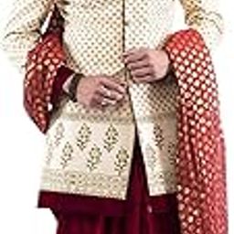 Men's B/Prient Cotton Silk Indowestern With Maroon Heram-image-33