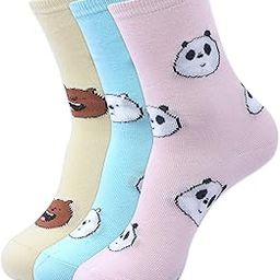 We Bare Bears High ankle Socks For Women (Pack Of 3)-White,D.grey,Brown-image-43