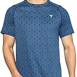 Men's Printed Self Design Slim Fit Crew Neck Half Sleeve T-Shirt for Gym, Sports and Regular Use-image-81