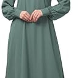 � Women's Inner Abaya Dress With Cuff Sleeves And Side Pocket Made in Nida Matte Fabric-image-20