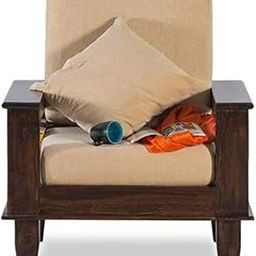 Vivek Wood Sheesham Wood, Warm Chestnut Finish 1 Seater Sofa Set for Office & Lounge (Brown)-image-5