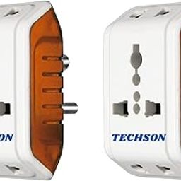 TECHSON: 6A 3 Pin Multi Plug Socket Travel Adapter with Universal Socket, 3 Pin Multi Plug Extension Socket. Pack of -2- (White and Red)-14