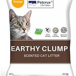 PetCrux Earthy Clump 20Kg 100% Natural Bentonite Odour Lock Orange Scented Clay Dust Free Single Money Saver Pack of Absorbent Eco-Friendly Sand for All Breeds of Cats-image-50