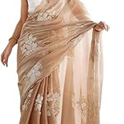 Silk Women Jimmy Choo Satin Sequence Embroidery with Unstitched Blouse Piece for Wome | New Sari | Latest Saree-picture-14