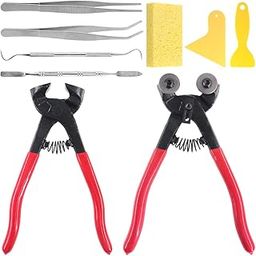 Swpeet 9Pcs Mosaic Tools Kit, Including Heavy Duty Glass Mosaic Cut Nippers and Tile Nippers, 2Pcs Scrapers, 2Pcs Tweezers, 1Pcs Double-EndedHook, 1Pcs Spatula with 1Pcs Sponge for Mosaic Tile-image-63