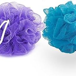 Happy's Luxury Bath Loofah Sponge, Soft Mesh Exfoliator Scrubber for High Lather Cleansing, Purple and Blue, Pack of 2-image-16