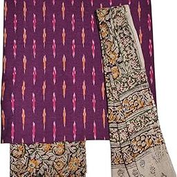 Ikkat Unstitched Salwar Suit Set with Dupatta for Women | Pochampally Ikkat Pure Cotton Dress Material-image-8