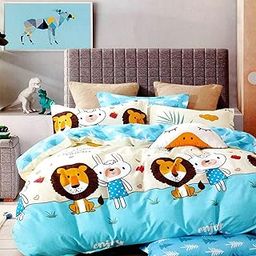 Shahi Concept 180 TC Glace Cotton Double Bed Kids Cartoon Bedsheet with 2 Pillow Covers (Lion Print)-image-18