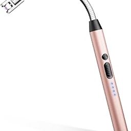 AJIJING Electric Candle Lighter, Safty Lock, USB Type-C Port, Rechargeable Lighter, Windproof Flameless, Led Display, for Home Kitchen (Rose Gold)-2