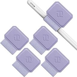 Fintie 4 Pack Pen Loop Holder for Apple Pencil Pro, Apple Pencil (USB-C / 1st / 2nd Generation) and Stylus Pens, Elastic Adhesive Leather Sleeve Attached to Cases, Lilac Purple-92