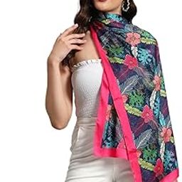 Women Lightweight Printed 100% Satin Silk Scarf Stoles Breathable Neckerchief Head Beach Wrap scarves (70 x 20 Inch)-image-1