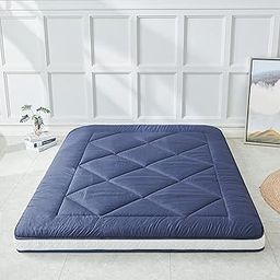 Heimorn Japanese Futon Mattress, Thick Foldable & Portable Roll-up Camping Mattress, Blue Queen-picture-10