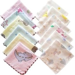 Printed Cotton Handkerchief For Women, girls, And Kids/Multicolour/Extra Soft And Super Absorbent/ 25x25 cm/Pack of 12-image-37