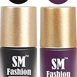 SM FASHION Nail Polishes, Black-Purple Velvet Matte Nail Paint Combo Set of 2 Pcs 7ml each-picture-3
