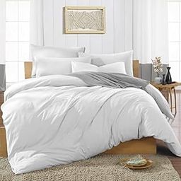 BALAJI EXPORT - 1000 Thread Count, 3 Piece Rajai/Duvet/Quilt Cover Set with Zipper, 100% Cotton - Duvet Cover and Pillow Cover, Luxury Duvet Cover Set-Queen Size White Solid-image-3